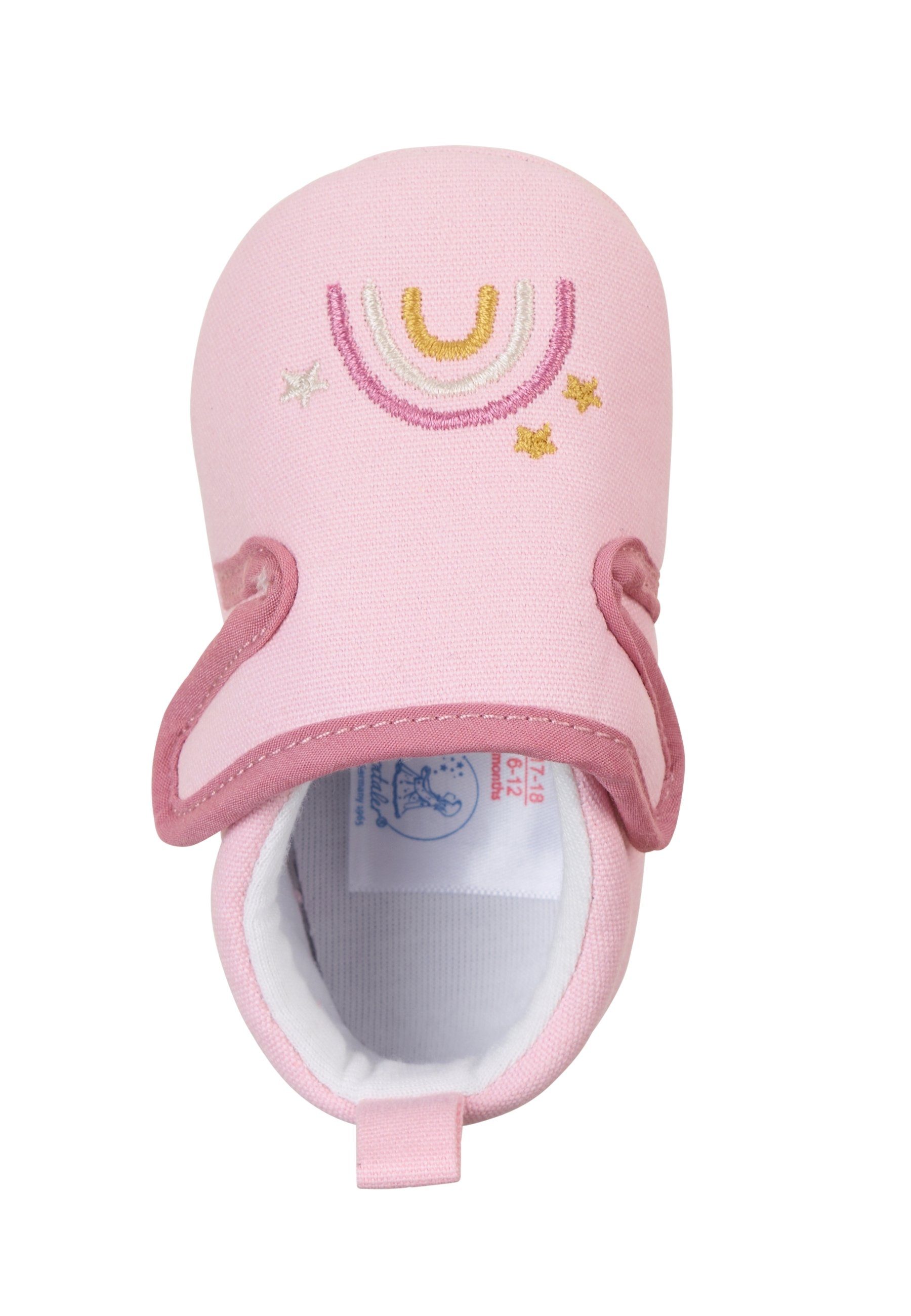 Hausschuhe (1-tlg., und weich) Babyschuhe rosa mit Krabbelschuh Baby Sterntaler® Wolke mit Anti-Rutsch-Sohle Babykrabbelschuh zartes Baby Klettverschluss süßen Krabbelschuhe Stickerein,