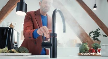 QUOOKER Küchenarmatur QUOOKER FLEX Zugauslauf Schwarz Combi+ B mit CUBE (22+XBLKCUBE) (2-St) 100°C Kochendwasserhahn mit Trinkwassersystem