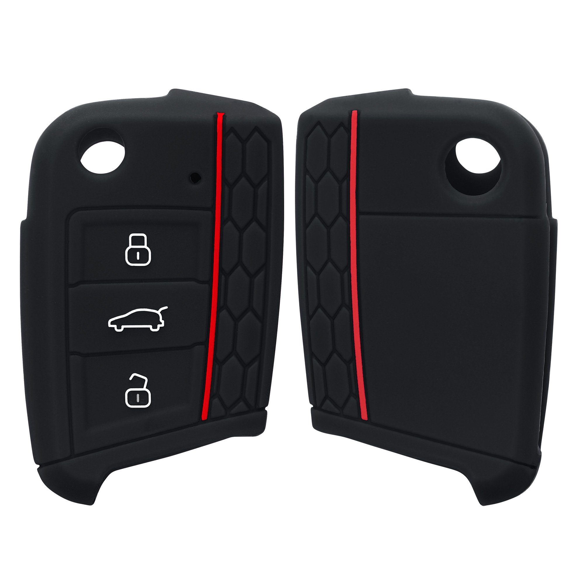 Schlüssel 7 Golf VW Schlüsselhülle MK7, Silikon Autoschlüssel kwmobile Schlüsseltasche Schwarz für Cover Case Hülle