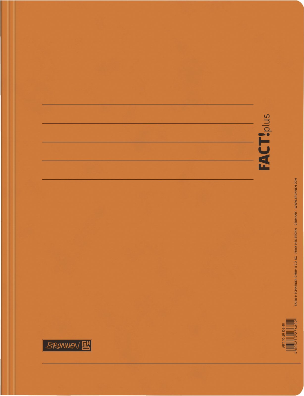 BRUNNEN Hefter FACT!plus Schnellhefter orange A4 Pappe Karton 375g/m², Schnellheft Mechanik, mit Amtsheftung