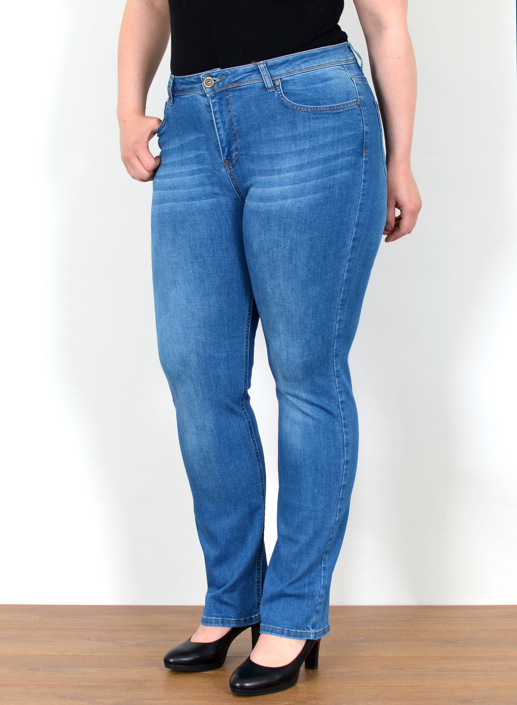 ESRA Straight-Jeans Straight Fit Jeans Damen High Waist Jeans-Hose Regular günstig online kaufen