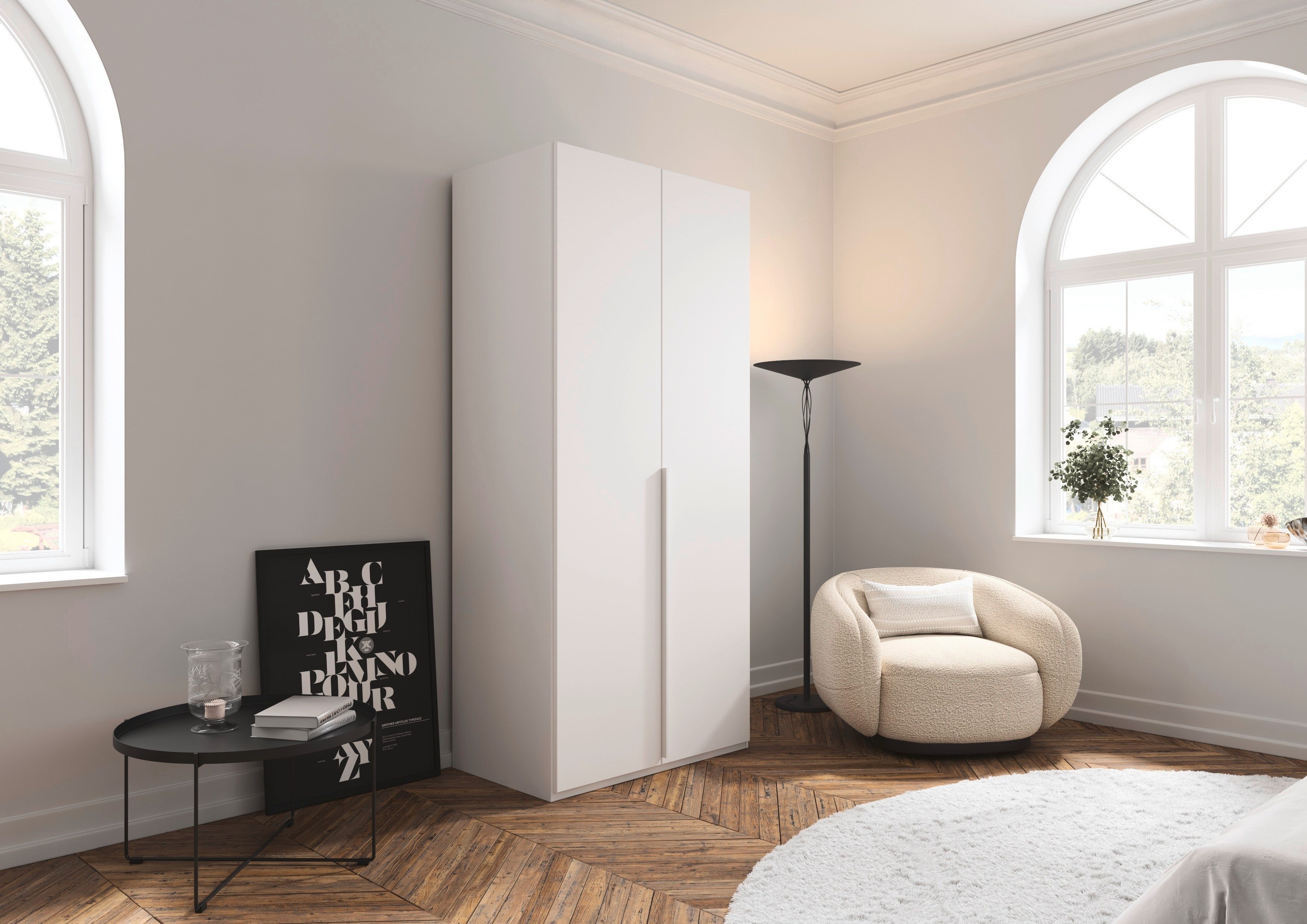 LeGer Home by Lena Gercke Kleiderschrank Schrank Garderobe Ankleide Schlafzimmer Flur SERINA Eyecatcher (3 verschiedene Ausstattungen BASIC/CLASSIC/PREMIUM (inkl. SOFT-CLOSE) in 6 Breiten (101 - 401 cm) mit Front Glas oder Dekor MADE IN GERMANY