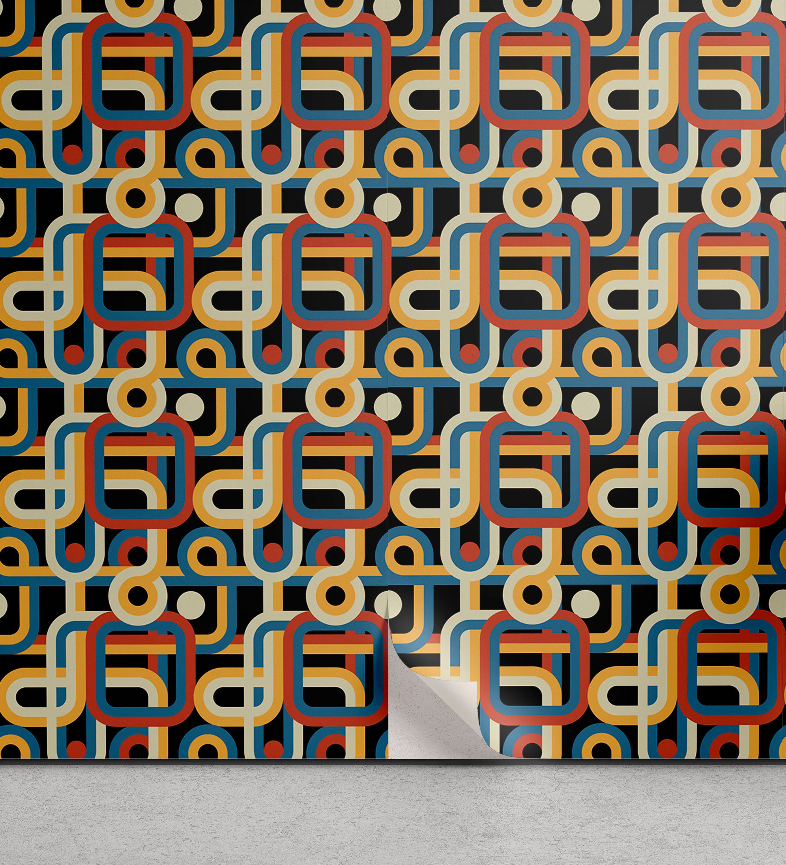 Vinyltapete selbstklebendes Küchenakzent, Wohnzimmer bunte Retro Streifen Geometrische Abakuhaus