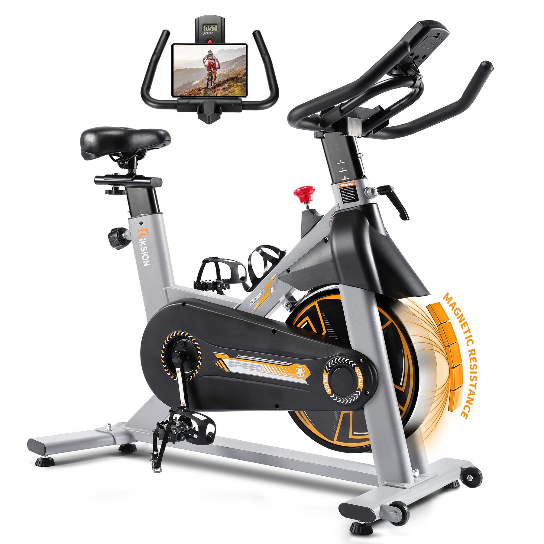 Riksion Heimtrainer mit LCD-Monitor, Magnetwiderstand Stationäres Fahrrad für Zuhause (1-tlg), Indoor Bike mit Flüsterleise, Schweres Schwungrad