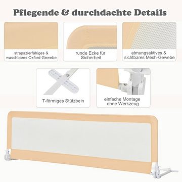 COSTWAY Bettschutzgitter Rausfallschutz, 180cm, mit Sicherheitsgurten