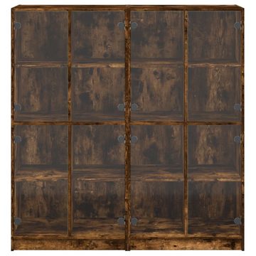 vidaXL Bücherregal Bücherschrank mit Türen Räuchereiche 136x37x142cm Holzwerkstoff, 1-tlg.