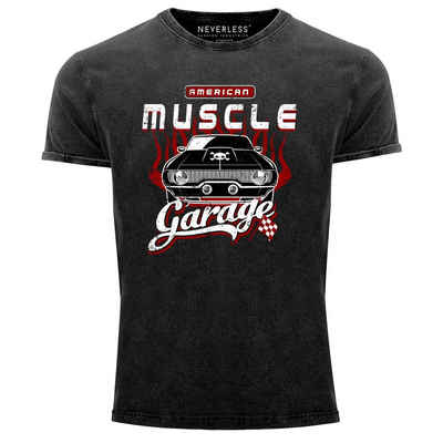 Neverless Print-Shirt Cooles Angesagtes Herren T-Shirt Vintage Shirt Retro American Muscle Car Used Look Slim Fit Neverless® mit Print