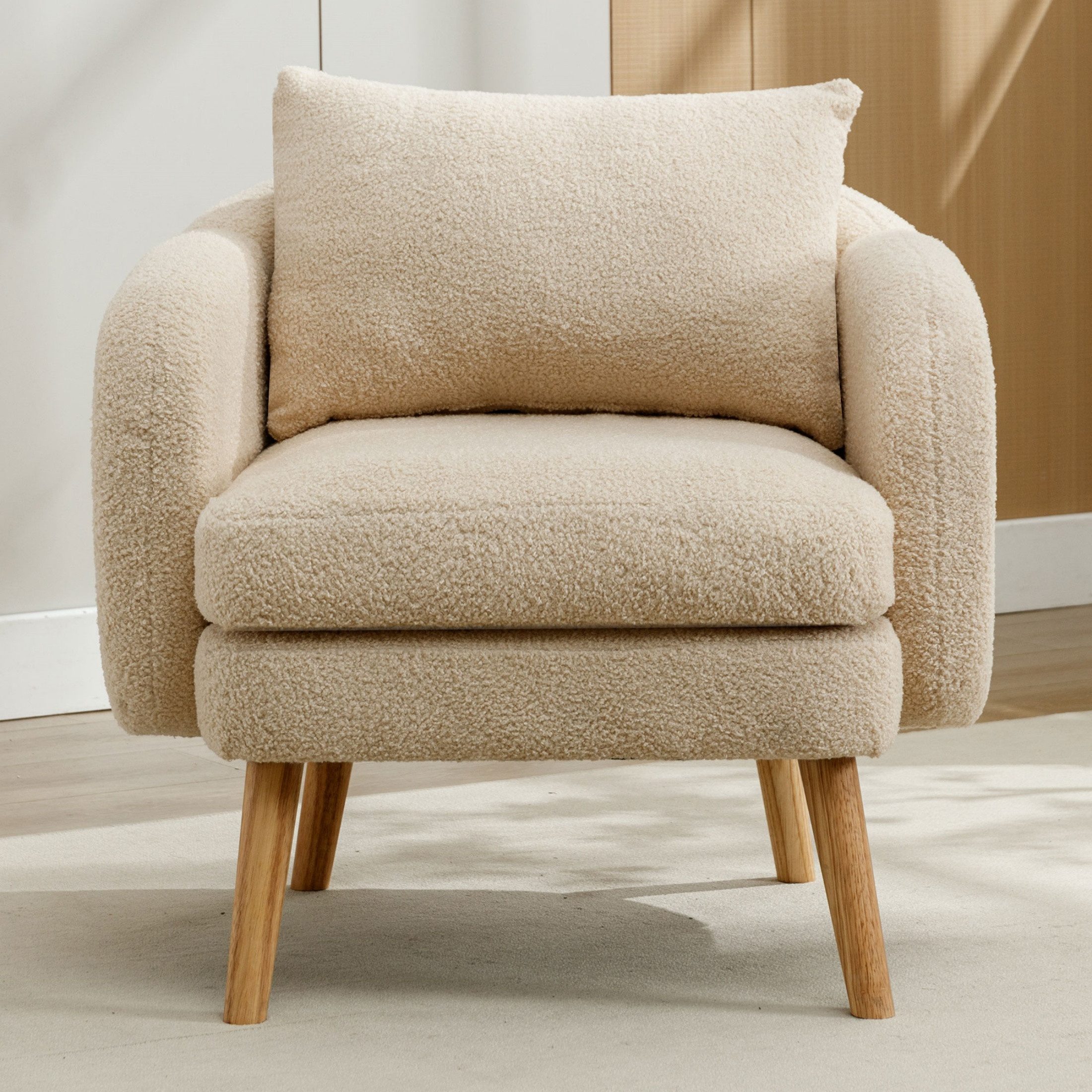 autolock Sessel Teddy-Samt-Sessel Massivholz-Beinstuhl einzelner Sofa-Sesse günstig online kaufen