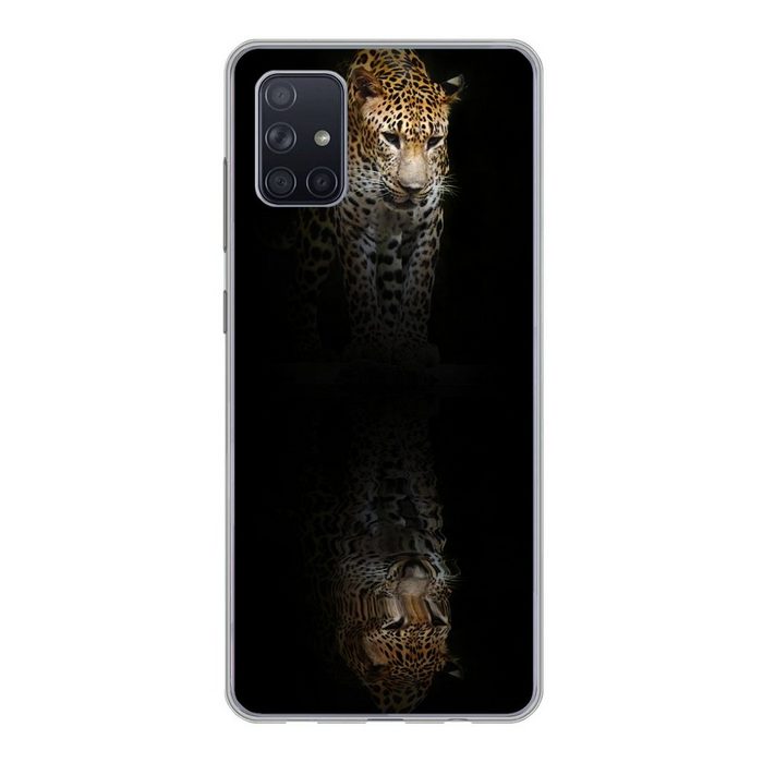 MuchoWow Handyhülle Leopard - Reflexion - Schwarz Phone Case Handyhülle Samsung Galaxy A71 Silikon Schutzhülle