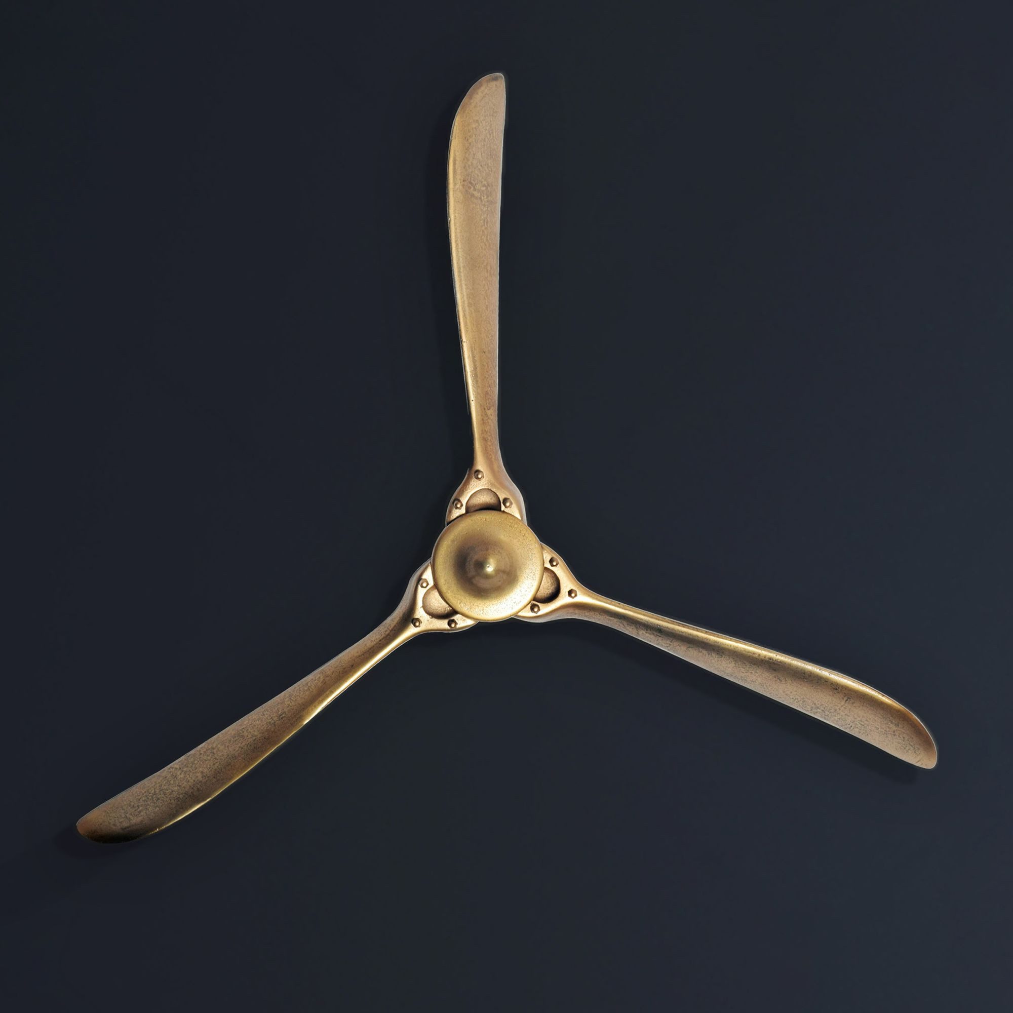 FINEBUY Wanddekoobjekt FB65077 Deko Propeller 85 cm Wanddeko Aluminium Flugzeug (Wandpropeller Wohndeko, Wanddekoration Aluminium), Deko Propeller 85x85 cm Gold Metall Flugzeug