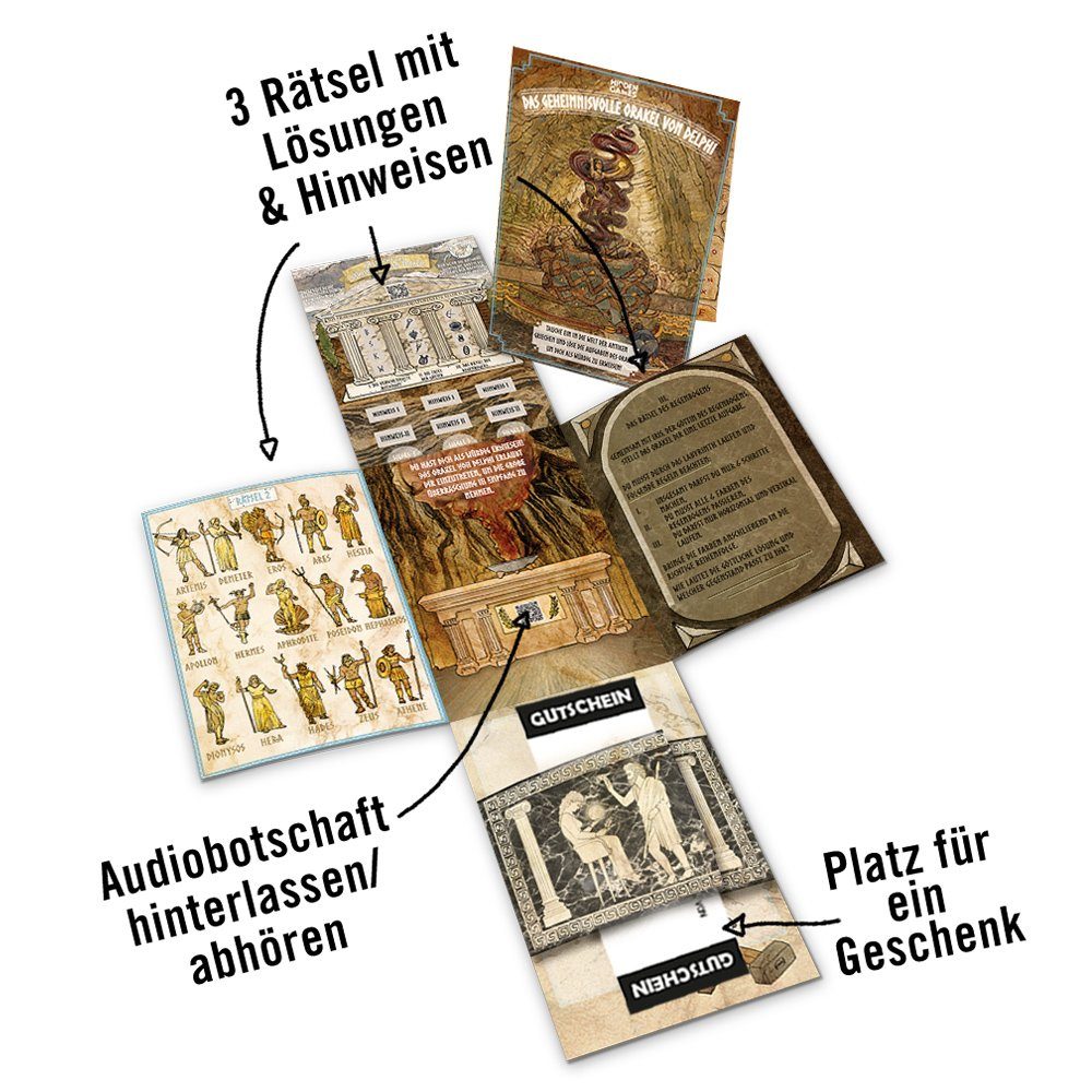 geheimnisvolle Orakel Made Germany "Das Delphi", in Hidden Rätselkarte Grußkarten Games von
