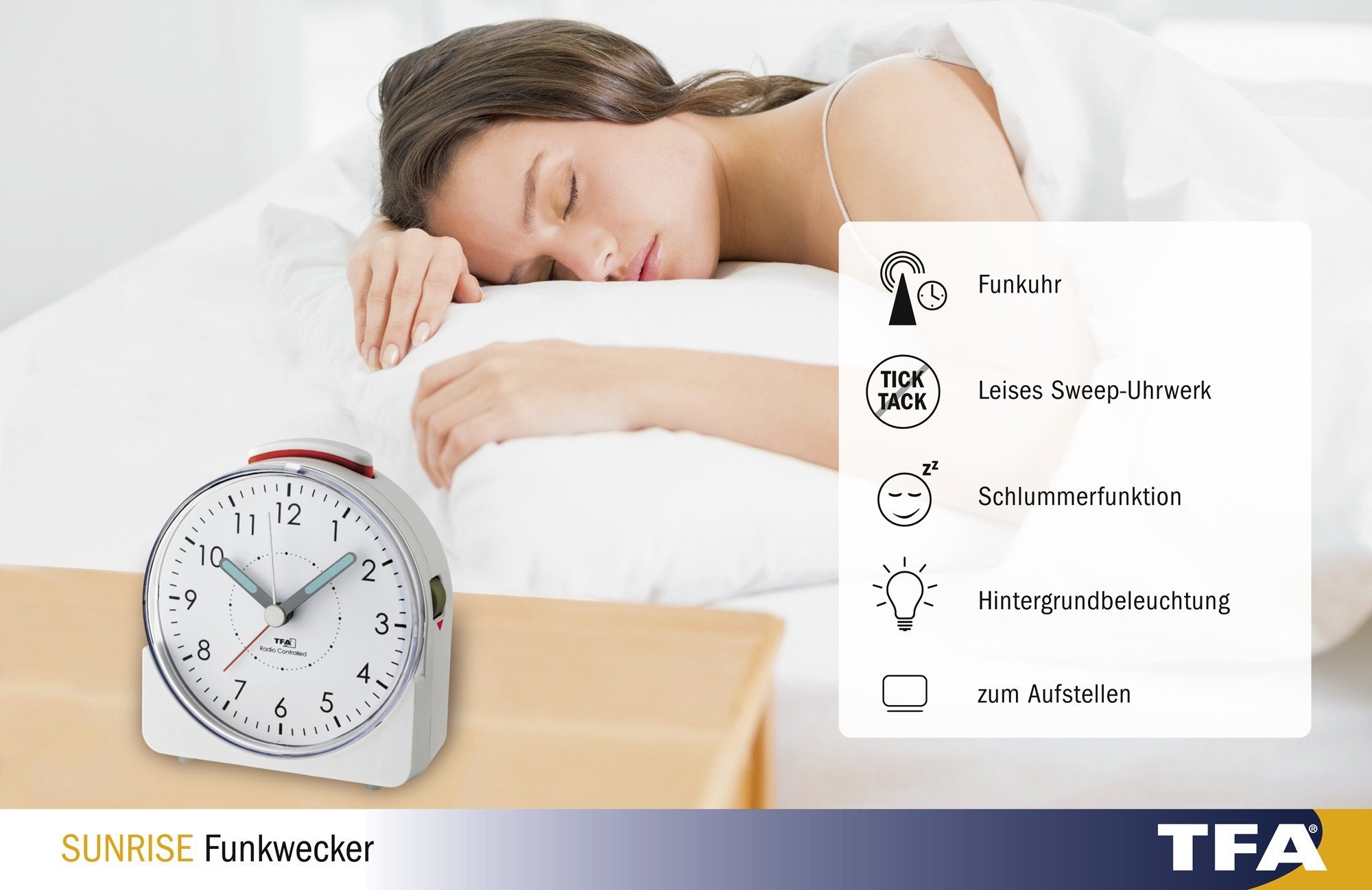 TFA Dostmann Funkwecker TFA 60.1513 Analoger Funk-Wecker SUNRISE