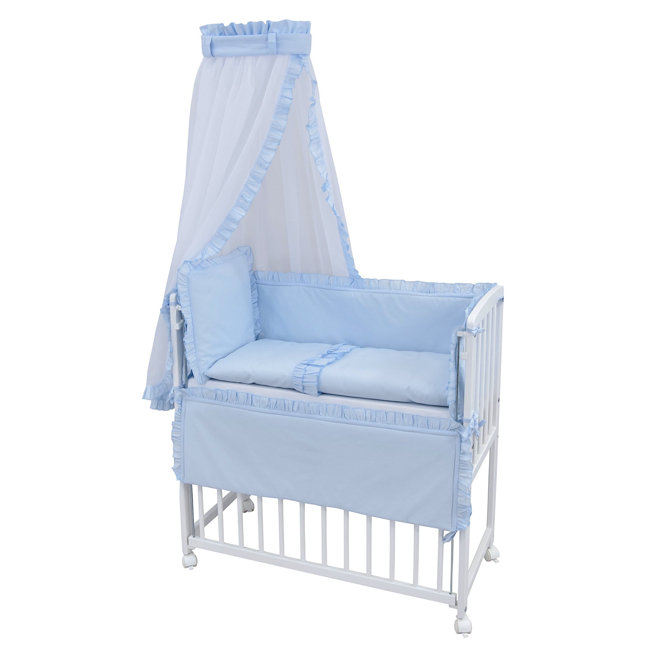 Baby-Delux Beistellbett Babybett Royal Blau Rüsche, Stillbett 90x40 weiß hö günstig online kaufen