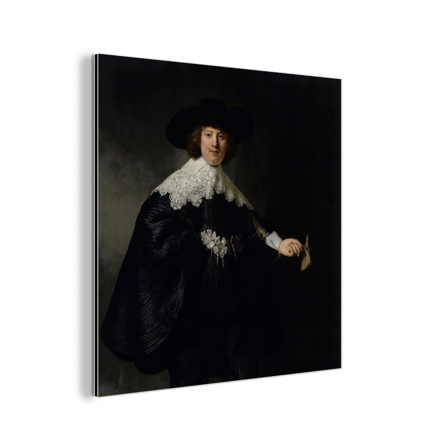MuchoWow Metallbild Das Hochzeitsbildnis von Marten Soolmans - Rembrandt van Rijn, (1 St), Alu-Dibond-Druck, Gemälde aus Metall, Aluminium deko
