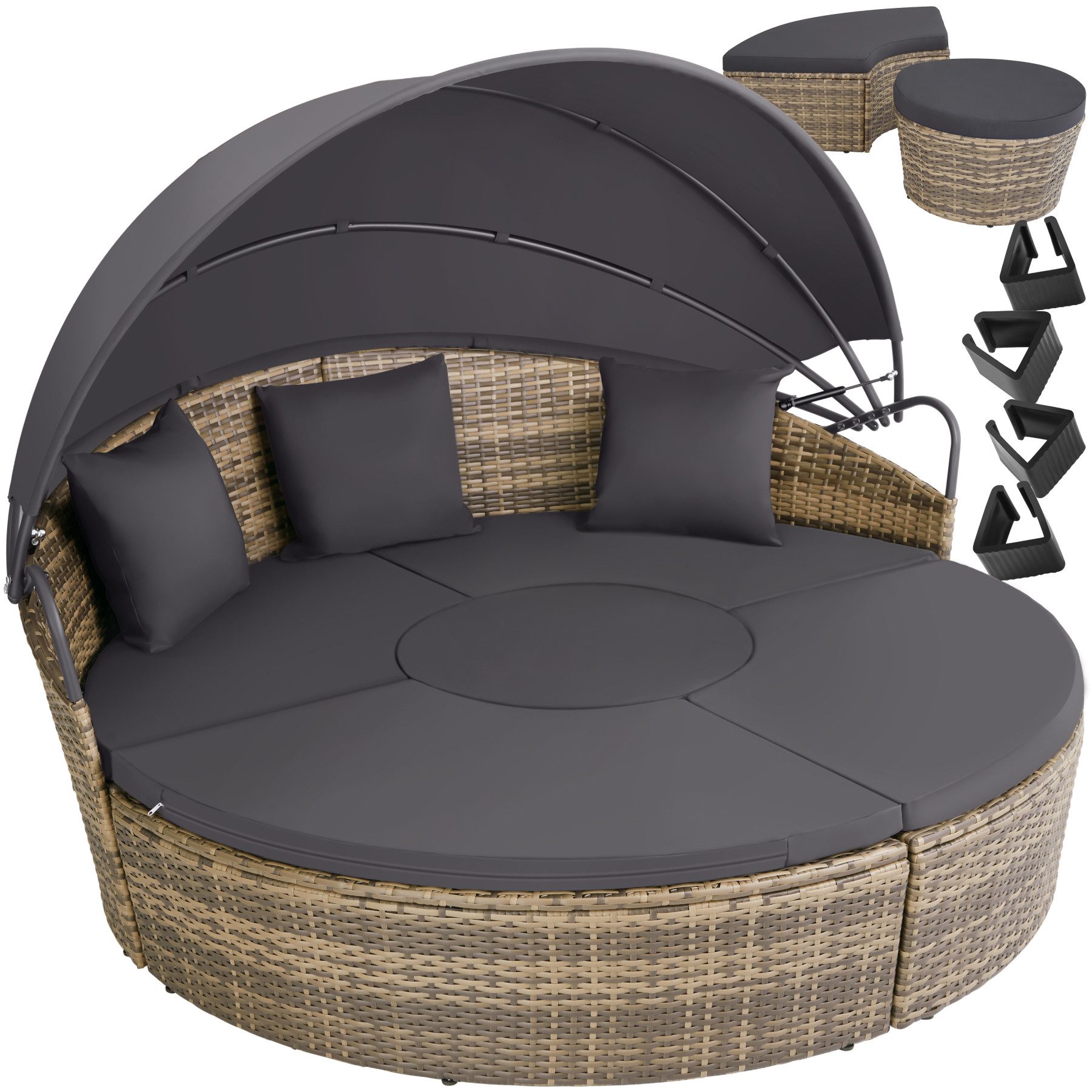 tectake Loungeset Rattan Sonneninsel, (Set., 5-tlg), günstig online kaufen
