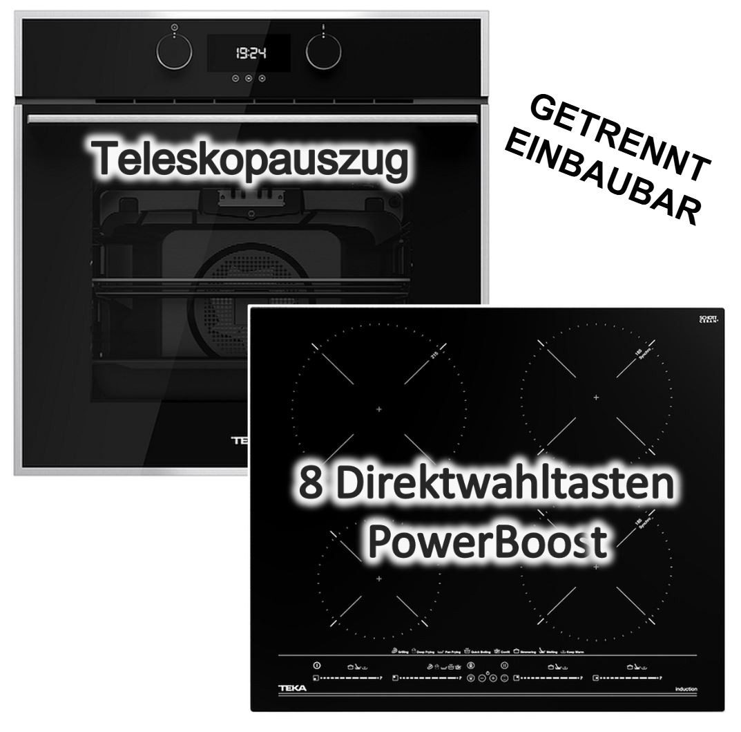 Teka Backofen-Set HydroClean mit Induktionskochfeld Power+ autark 60 cm