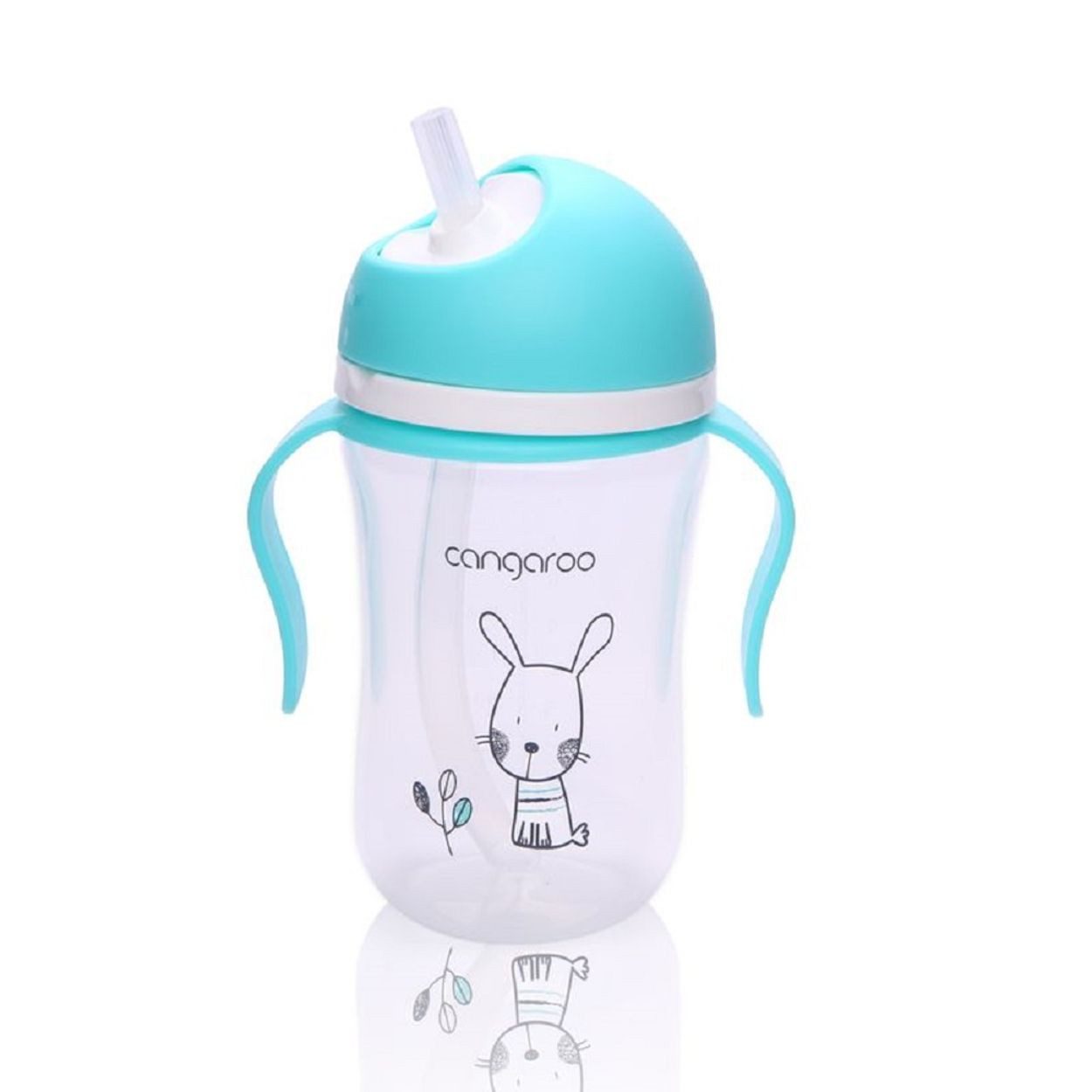 Cangaroo Trinkflasche Trinklernbecher Bunny 300 ml C0587, Silikon, Kunststoff, Anti-Kolik, Anti-Kolik-Entlüftung, Deckel