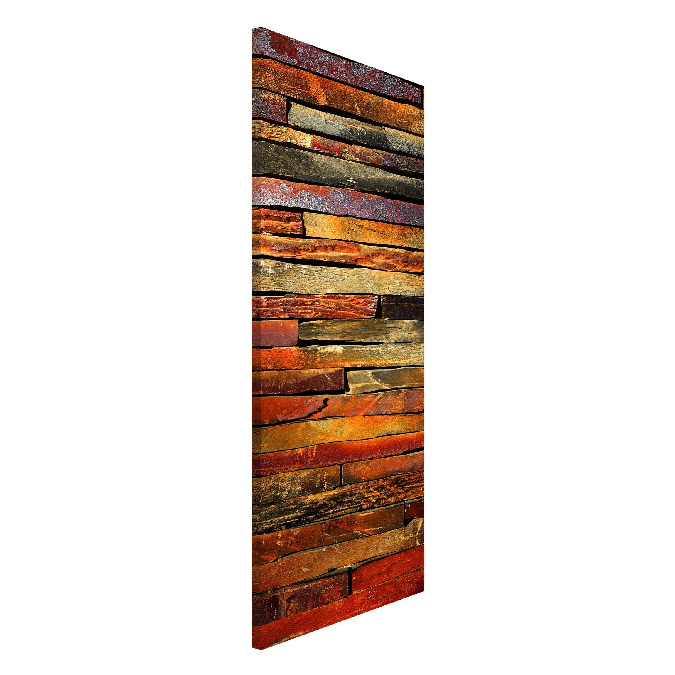 Bilderdepot24 Magnettafel Küche Holzoptik Bretterstapel, (1-tlg., Magnetboard Pinnwand für die Wand - metallische Tafel für Magnete), Magnetwand groß mit Motiv Büro Memoboard magnetisch Hochformat