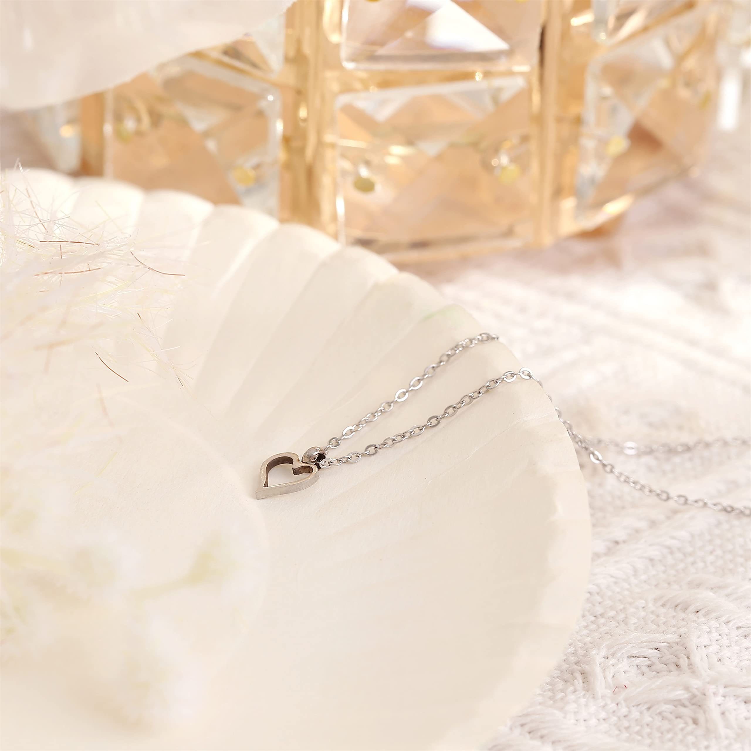 Made by Nami Kette mit Anhänger Halsketten mit Anhänger Edelstahl Frauen Herz Palme Sonne, Karabiner-Verschluss Choker-Kette Filigrane Gliederkette