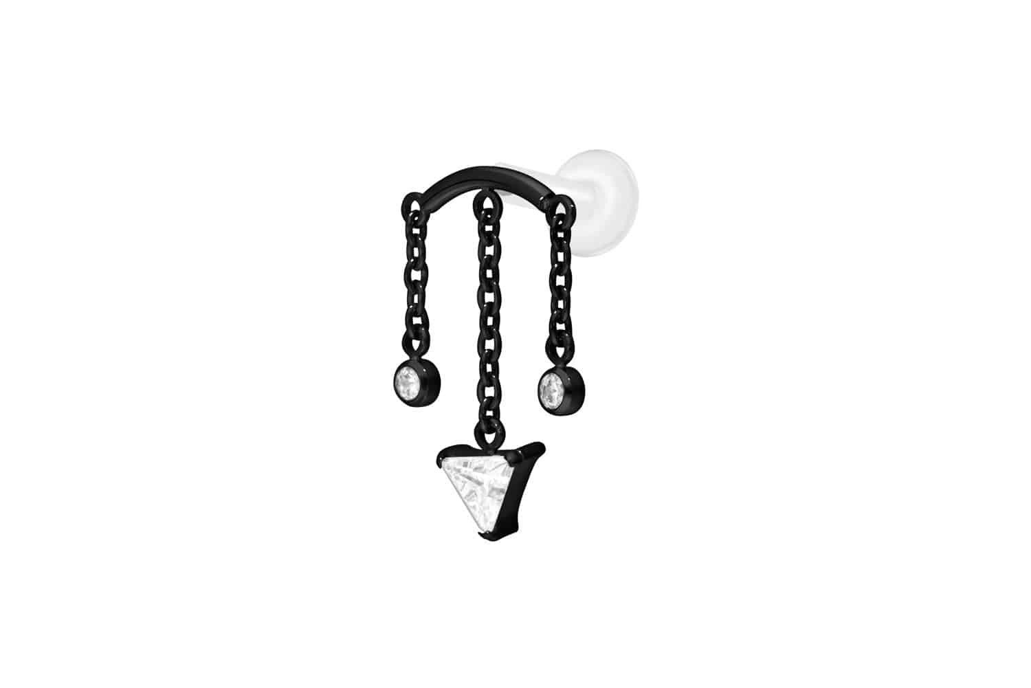 Piercing-Set PTFE Labret mit Innengewinde + Titan-Aufsatz WINDSPIEL