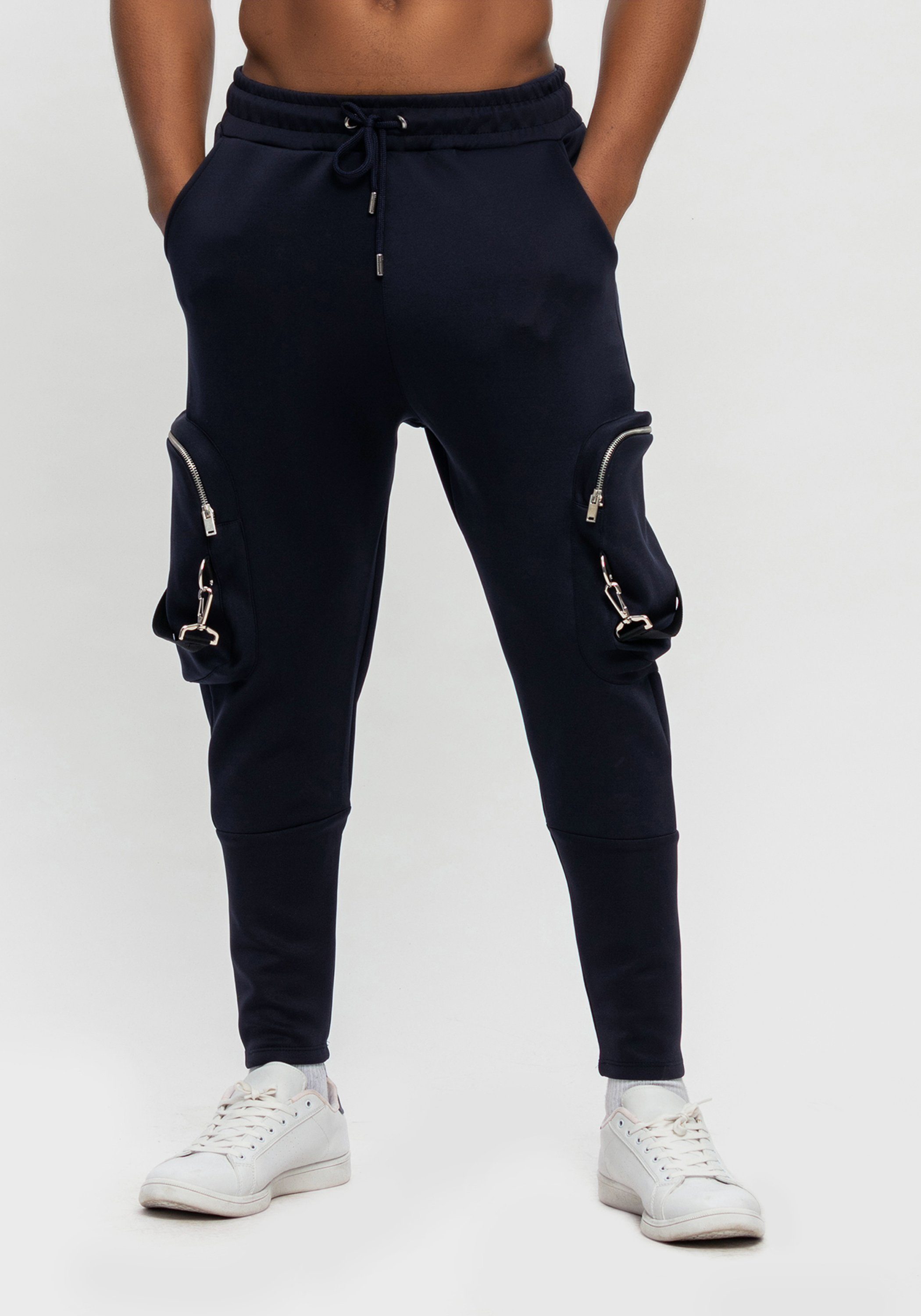 Tom Barron Jogginghose mit aufgesetzten Taschen dunkelblau