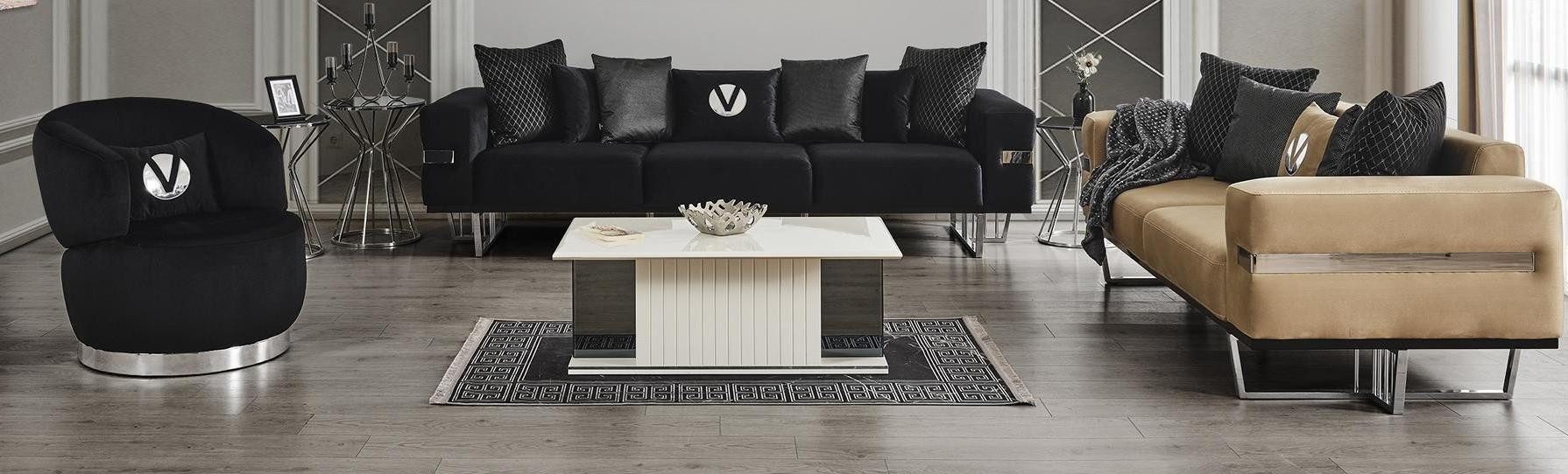 Xlmoebel Polstergarnitur Italienisches Stoffsofa mit elegantem Design und gemütlichen Couchen, (4tlg. Wohnzimmer Set(Sofagarnitur 4+3+1 Sitzer+Couchtisch), Hergestellt in Europa