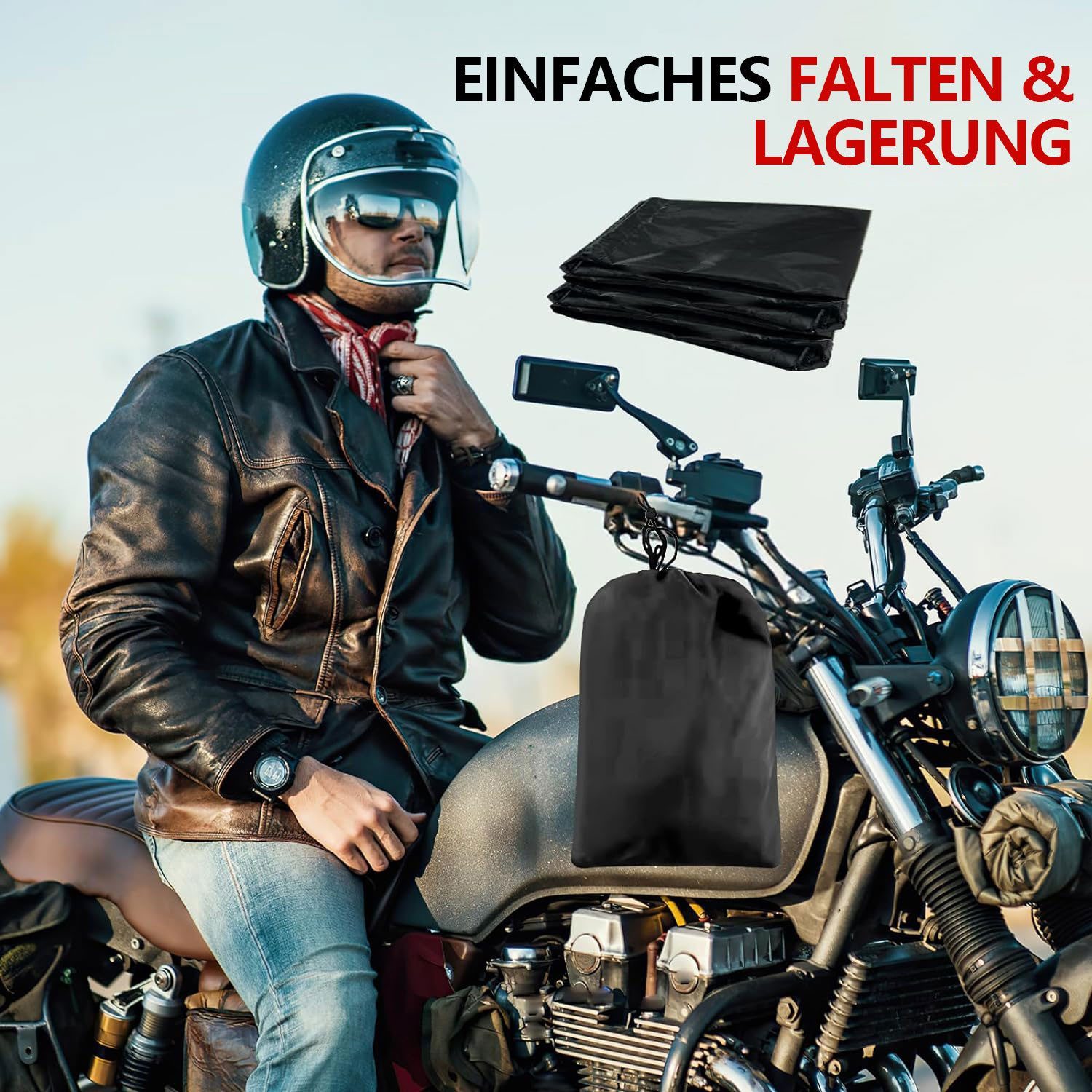 MODFU Fahrradschutzhülle Motorradabdeckung Fahrradgarage Plane Wasserdicht UV-beständig (aus Polyester mit Verriegelungsloch und verstellbarem Gummiband, 1-St., 245x105x125 cm Fahrrad Garage Schutzhülle Abdeckplane Fahrradplane), Wetterfest Winterfest Regenschutz Schutzbezug für Motorrad Fahrrad