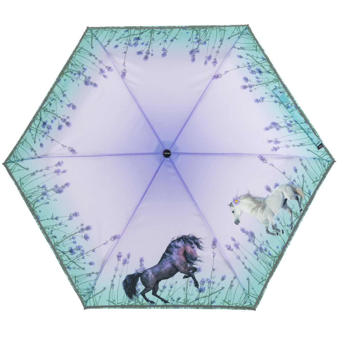 Knirps® Taschenregenschirm Kinderschirm 4Kids reflective mit Reflexborte, Sicherheit auf dem Schulweg, Pferde, Wild Horses – Bild 5 von 5