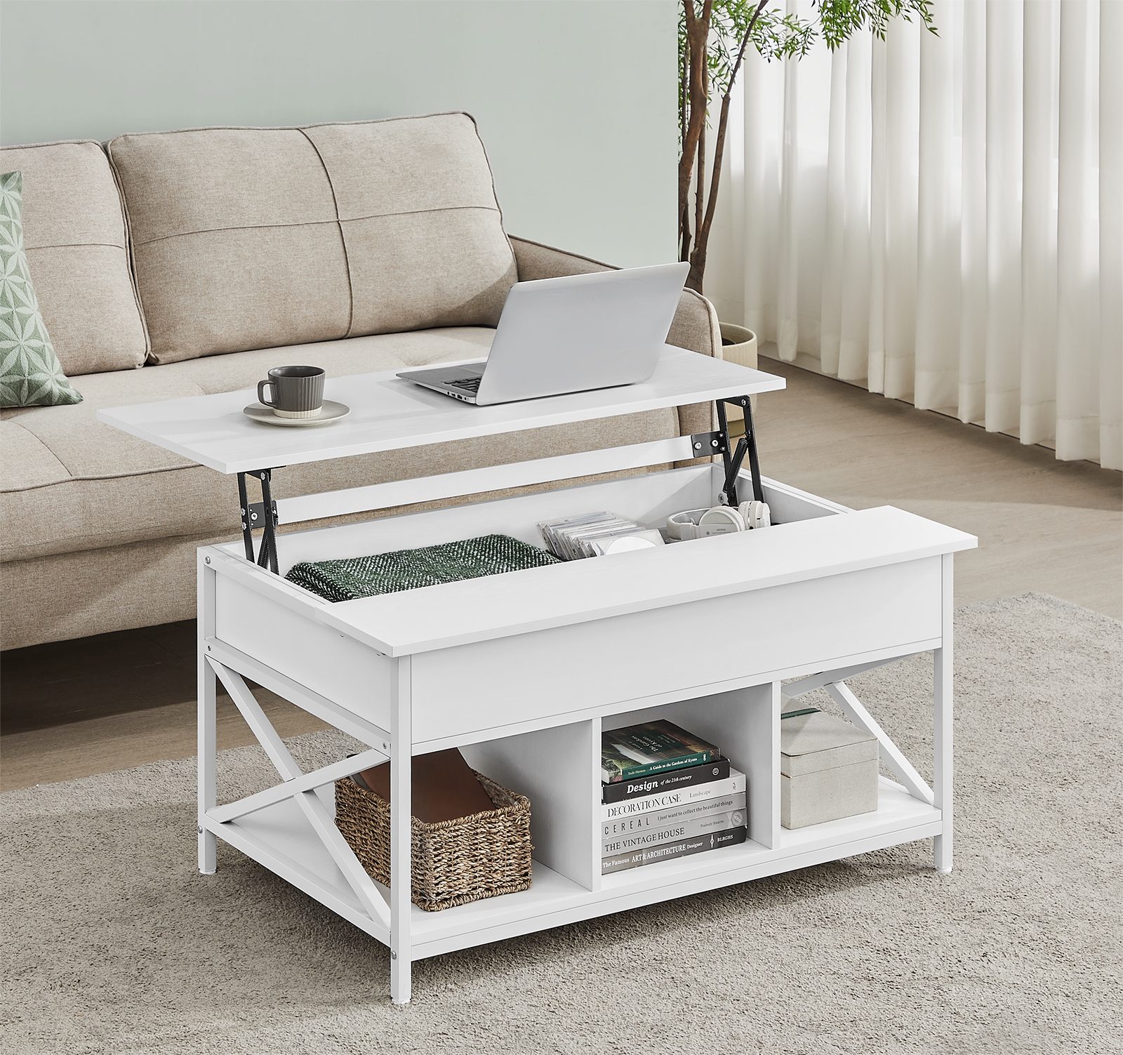 VASAGLE Couchtisch, höhenverstellbar, versteckter Stauraum, 60 x 100/120 x günstig online kaufen