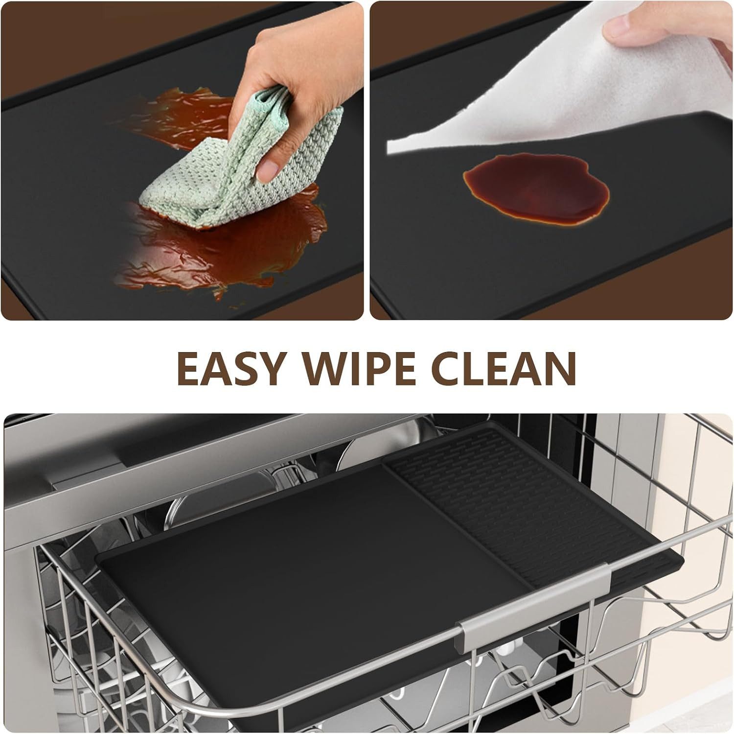 wohnTRAUM24 Abtropfmatte Abtropfmatte aus Silikon, 2-in-1 Silikon Matte für Kaffeemaschine, Zubehör für Kaffeemaschinen, Kaffeepadmaschinen, Siebträgermaschinen – Bild 4 von 5