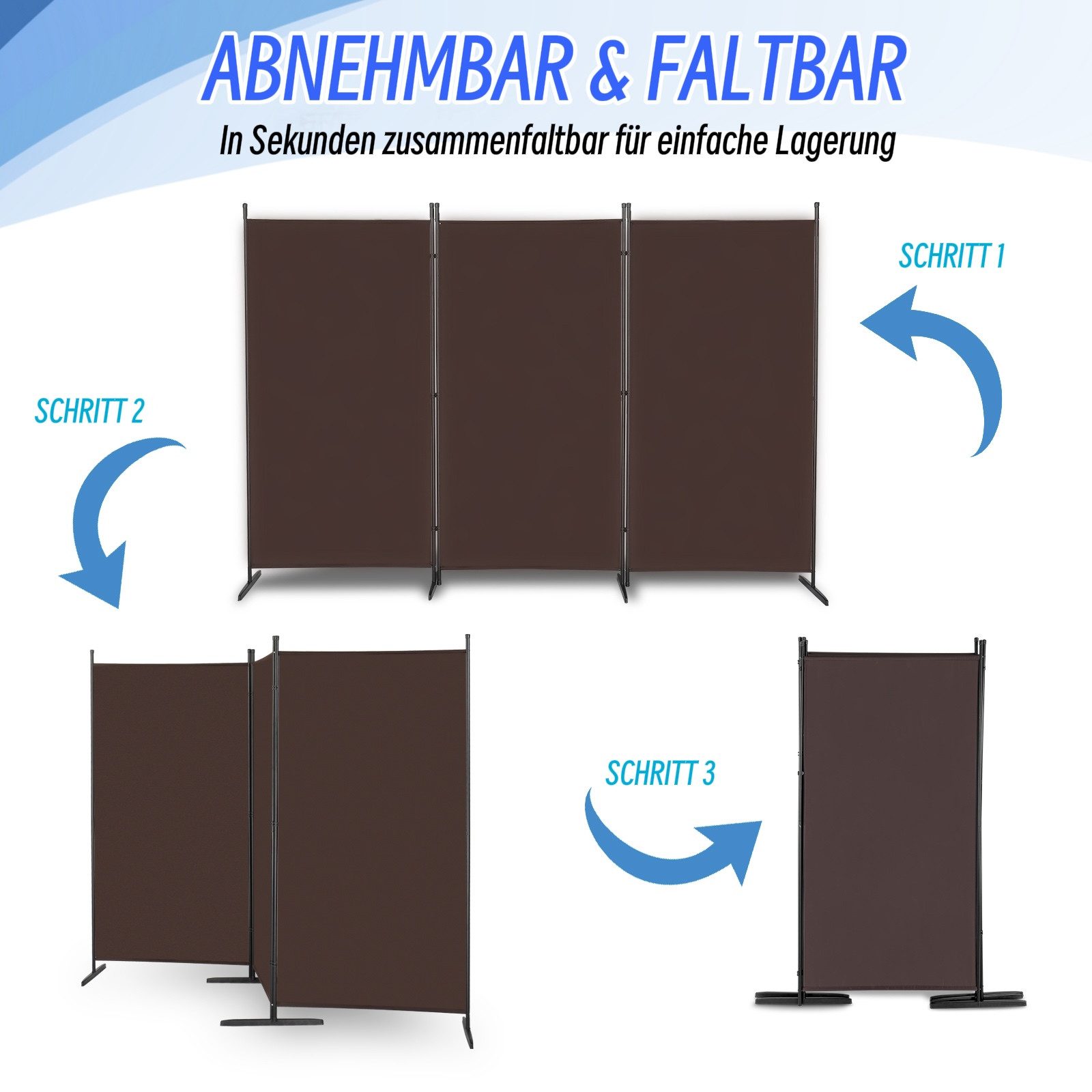 VINGLI Paravent 3 Teilig 180X261 cm Raumteiler, Sichtschutz Stellwand günstig online kaufen