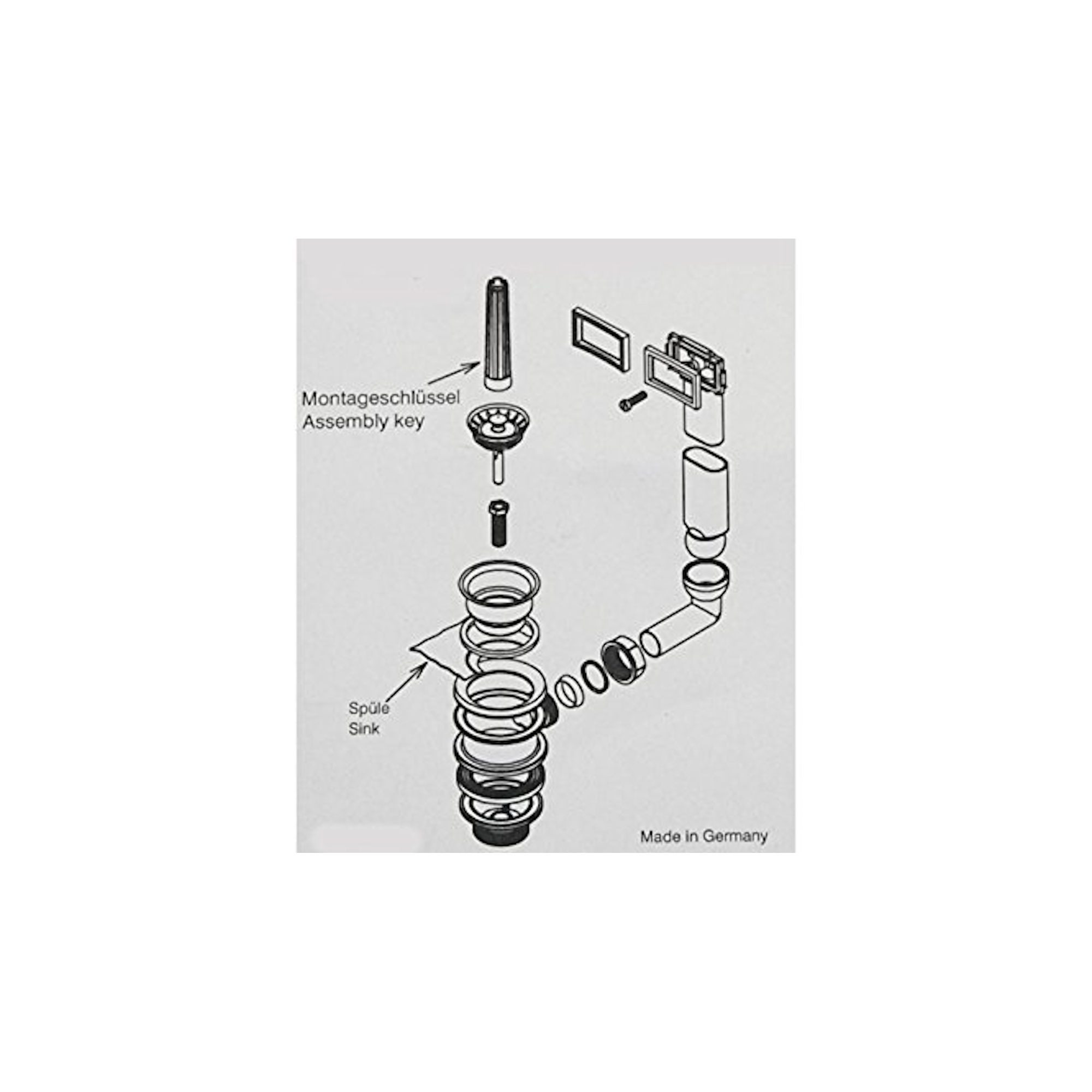 tecuro Siphon Spülen-Siebkorbventil Ø 70 mm (1 1/2 Zoll) mit Überlauf 38x64 mm – Bild 4 von 5
