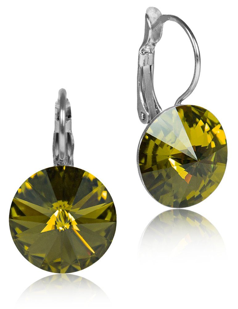 LUISIA® Paar Ohrhänger Silberne Ohrringe "Rivoli" mit 12 mm Kristallen von Swarovski® (2-tlg., inkl. Schmuckbox)