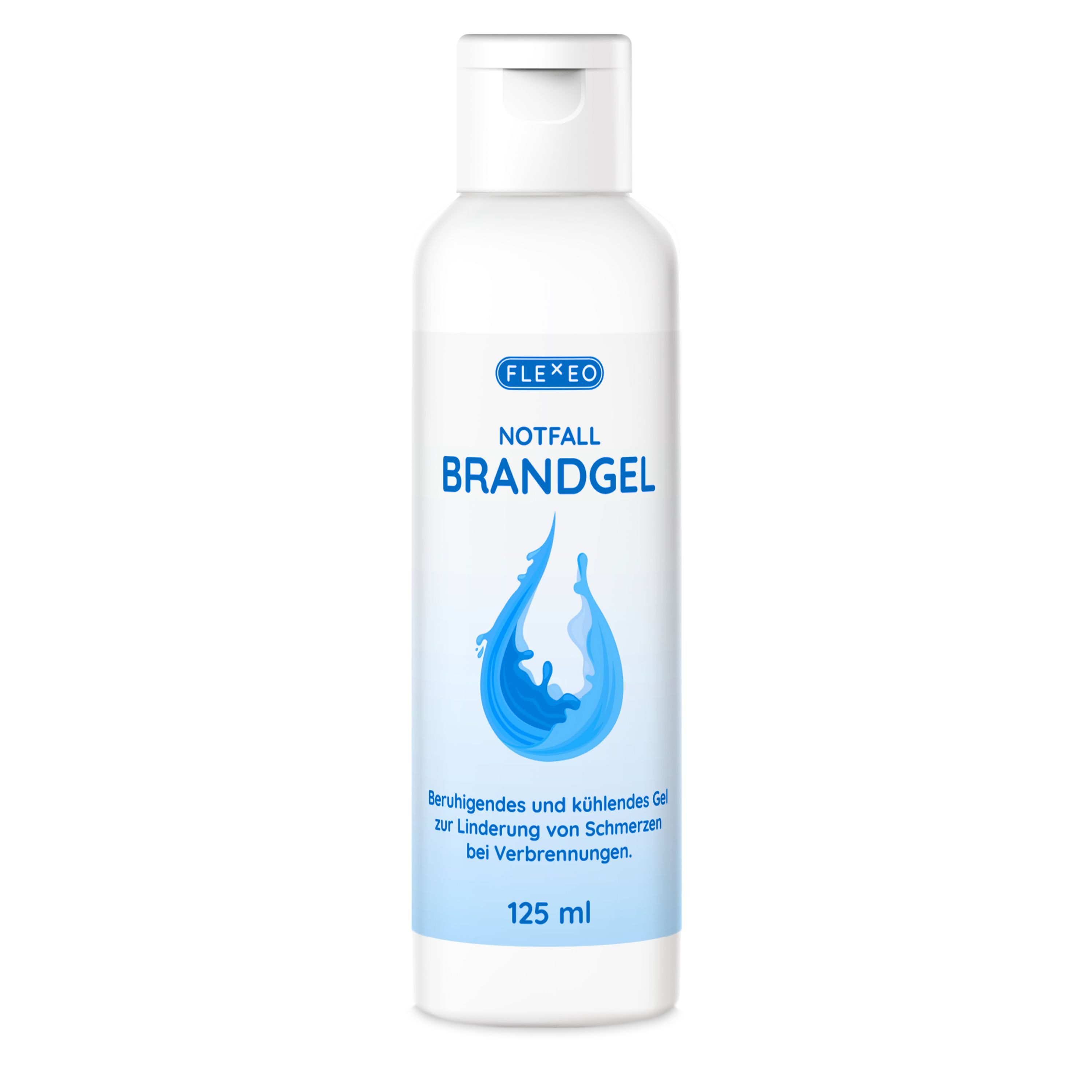 FLEXEO Erste-Hilfe-Set Notfall Brandgel 125ml, (1 St), kühlendes Brandgel, beruhigendes Gel bei Verbrennungen