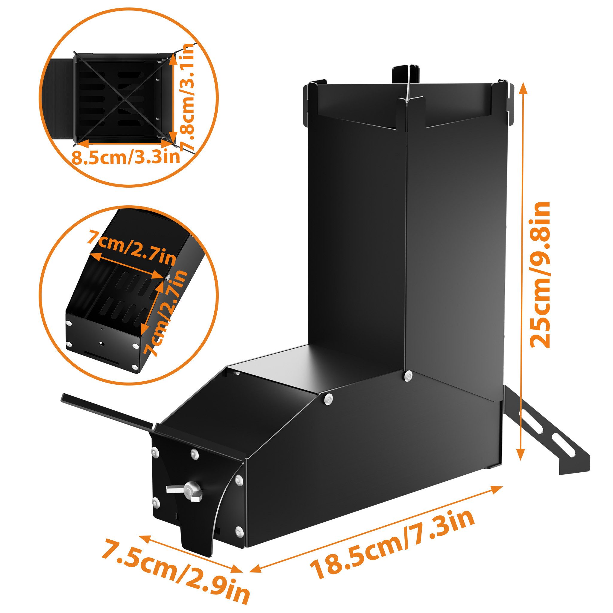 FIVMEN Feuerschale Camping Raketenofen für Dutch Oven Edelstahl Campingkocher, Rocket Stove Tragetasche Holzofen Mit Tasche Survival Stove