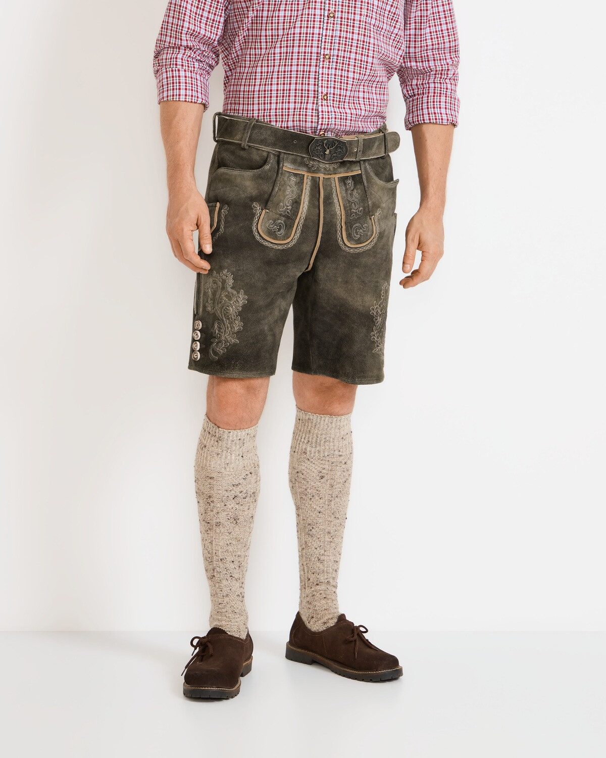 Luis Steindl Trachtenlederhose Kurze Lederhose mit Gürtel
