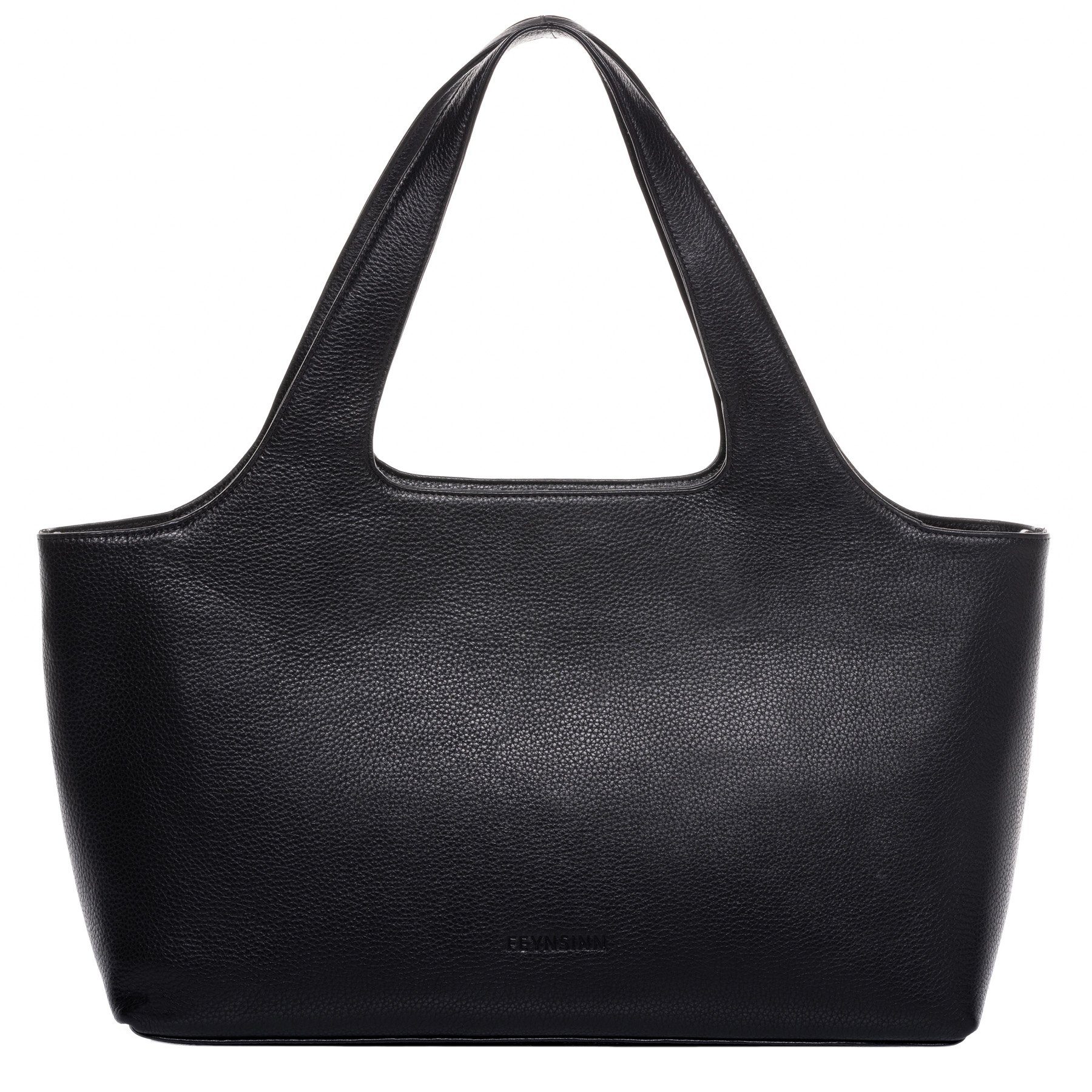 FEYNSINN Umhängetasche echt Leder Schultertasche groß schwarz NEA, Shopper Echtleder für Damen, Ledertasche mit Reißverschluss schwarz