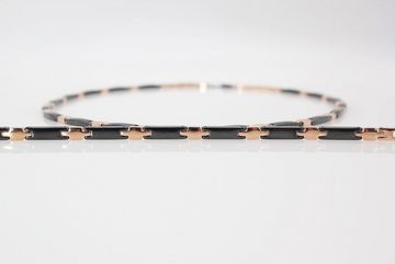 ELLAWIL Collier-Set Damen Halskette Armband aus Schwarzer Keramik / rosefarbenen Edelstahl (Kettenlänge 50 cm, Armbandlänge 19,5 cm, Breite 6 mm, Keramik / Edelstahl), inklusive Geschenkschachtel