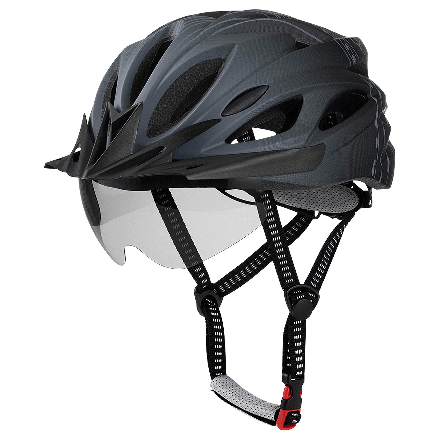 Senmudi Fahrradhelm Fahrradhelm für Herren und Damen,fahrradhelm mit visier (Radhelm, Cityhelm mit abnehmbarem magnetischem Visier, atmungsaktiv, 18 Belüftungskanäle, einstellbarer Radhelm mit LED-Licht), Sicherheitsschutz Trekking-und Rennradhelm, Fahrra