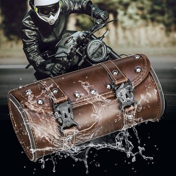 MATCC Satteltasche, Retro Motorrad Werkzeugrolle Gepäckrolle Chopper Leder