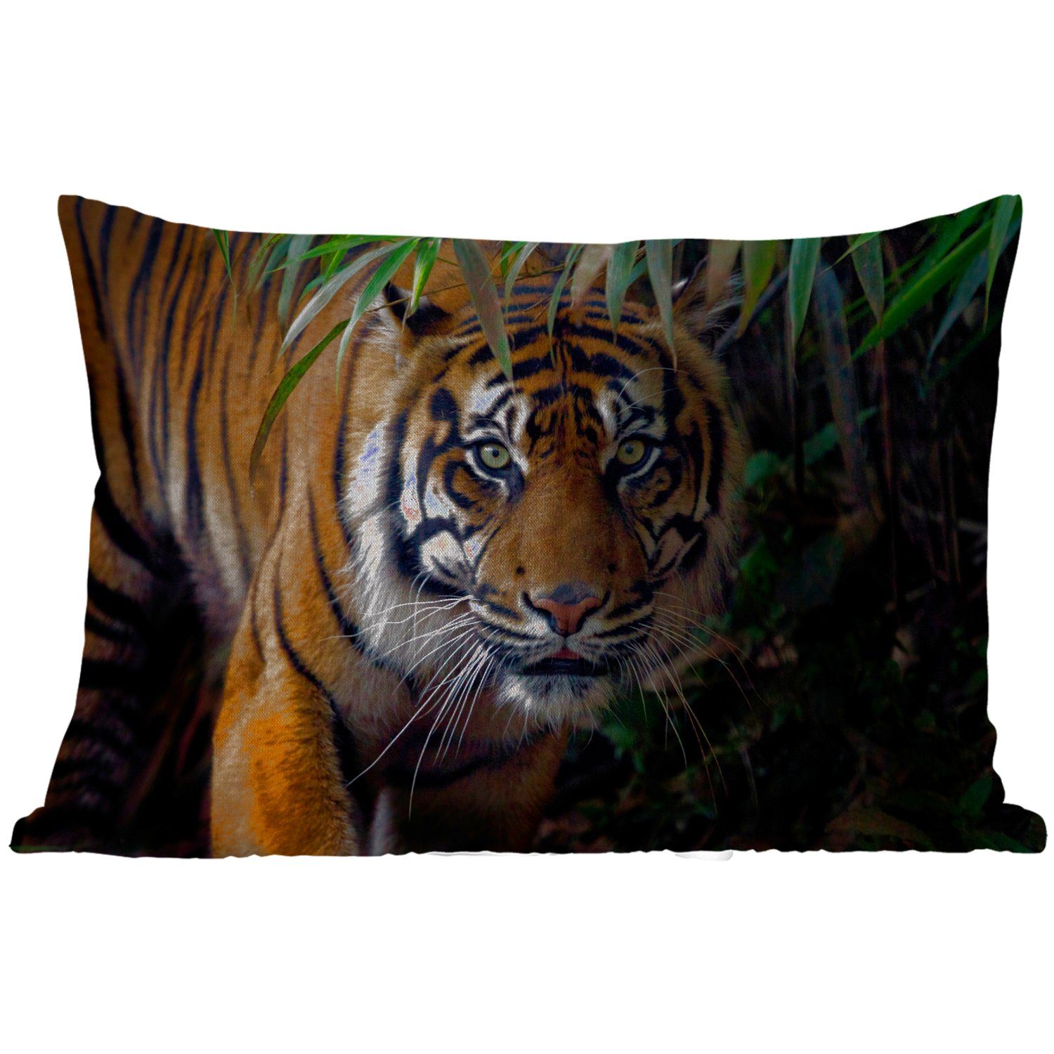 MuchoWow Dekokissen Tiger - - Polyester, Outdoor-Dekorationskissen, Dschungel Blätter - Kissenhülle Tiere Dekokissenbezug, - Wild