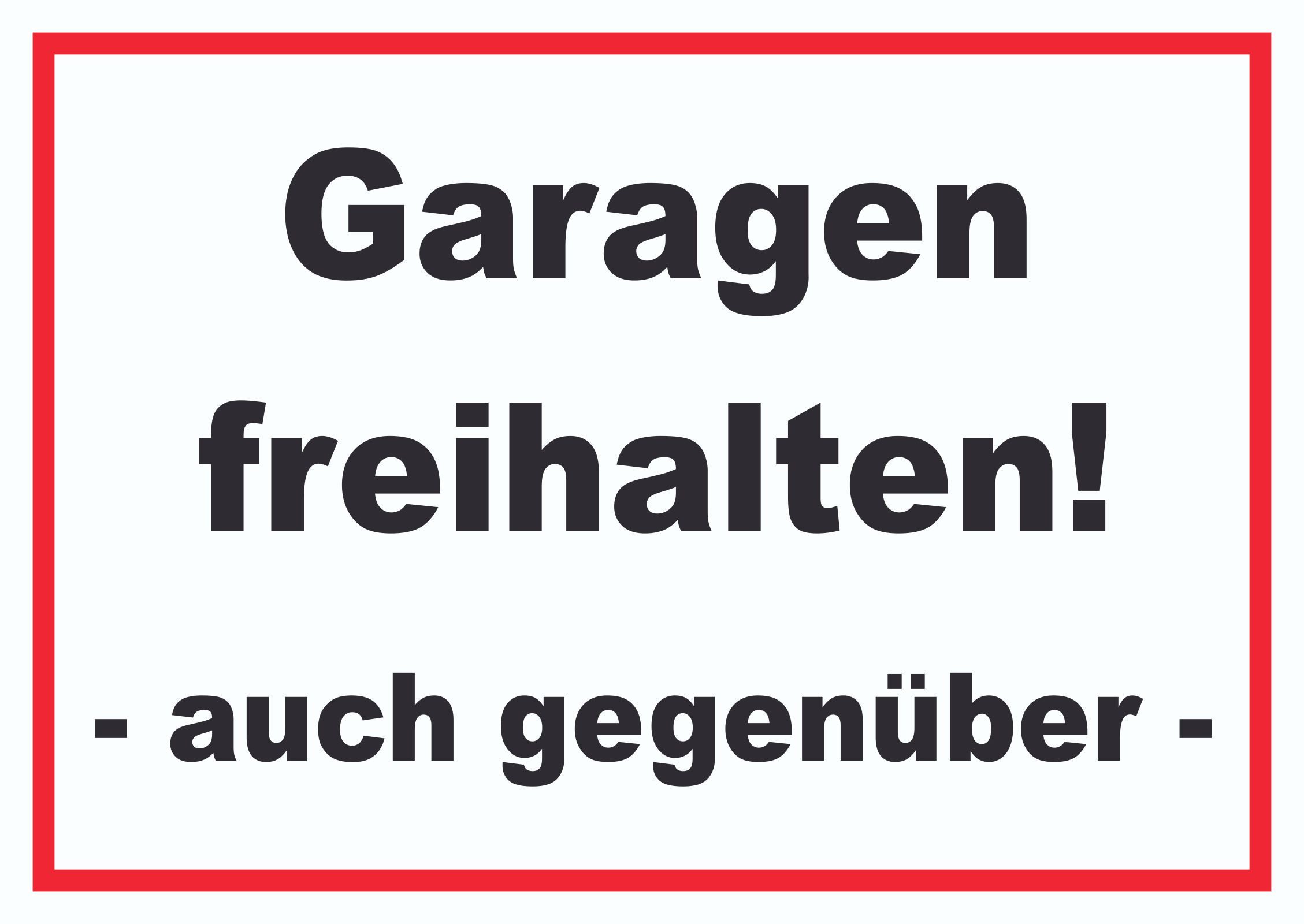 HB-Druck Hinweisschild Garagen freihalten Schild, wetterfest, stabil, UV-beständig, kratzfest