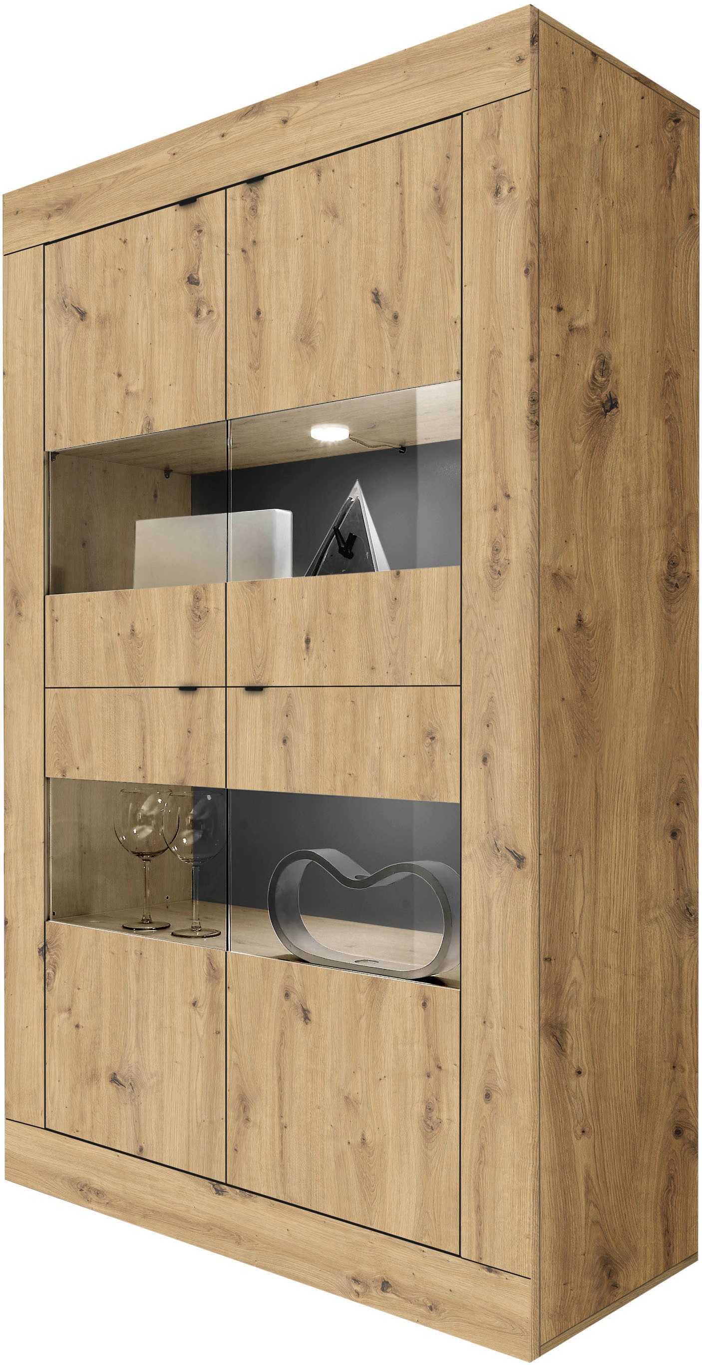 INOSIGN Vitrine "Basic Höhe 162 cm, Standvitrine mit 4 Türen - Metallgriffe günstig online kaufen