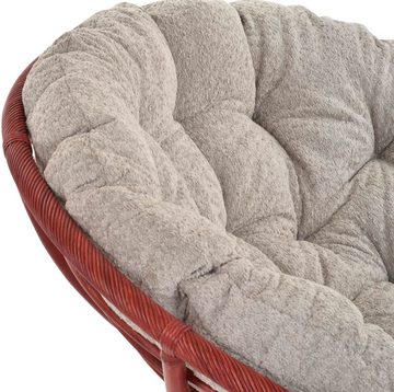 Krines Home XXL-Sessel Papasansessel XXL mit Kissen Relax Papasan Chair (120cm), Natur Rattan Liegesessel