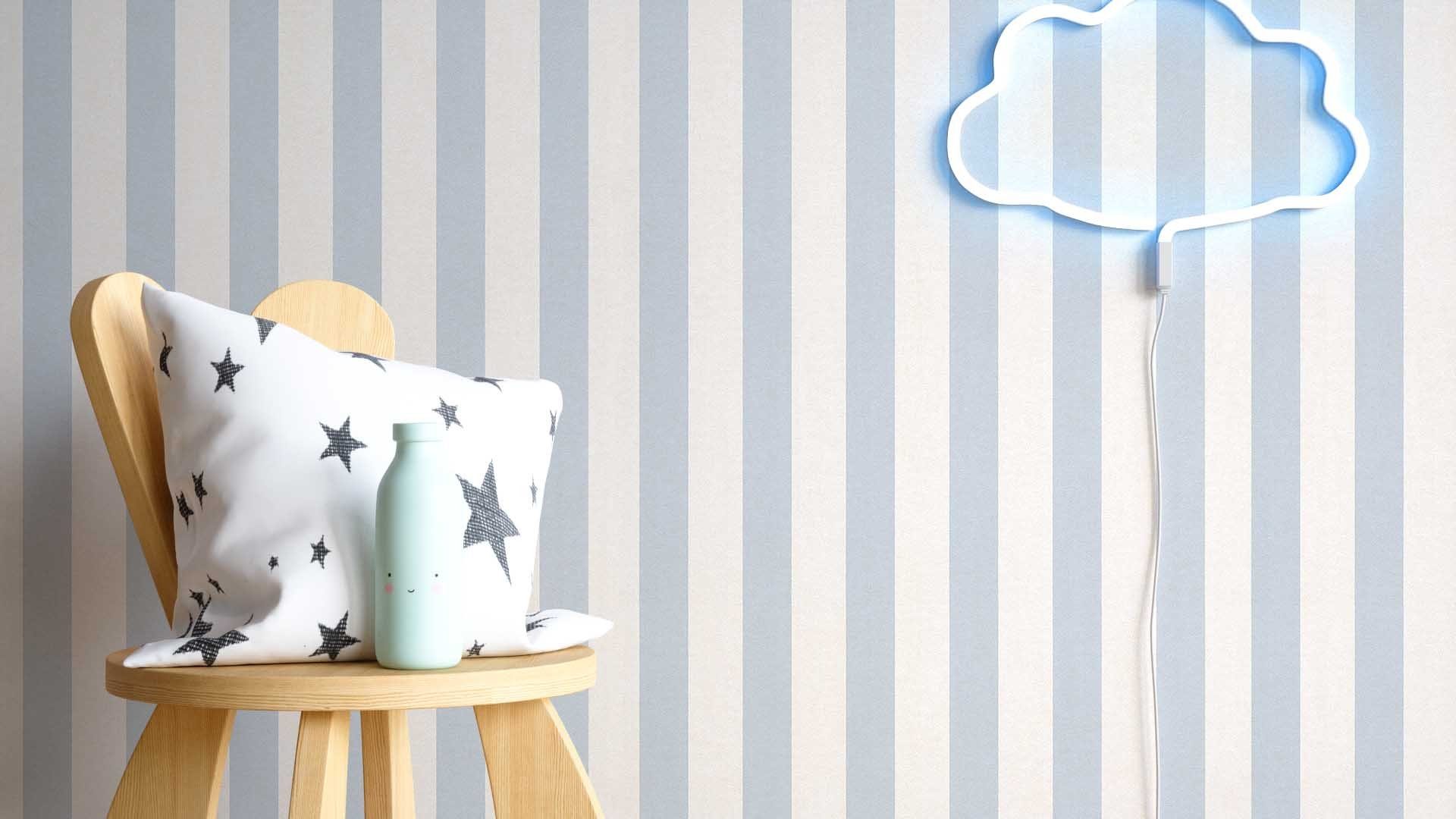 Newroom Papiertapete, Blau Kindertapete Kinder Streifen - Babytapete Babyzi günstig online kaufen