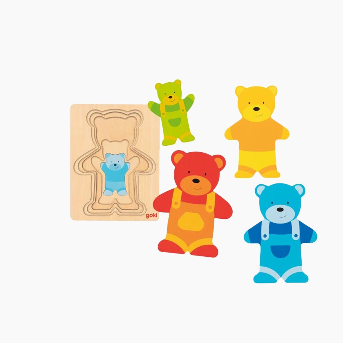 goki Steckpuzzle Schichtenpuzzle Bär, 5 Puzzleteile, Größenverhältnisse zu erkennen und zu vergleichen