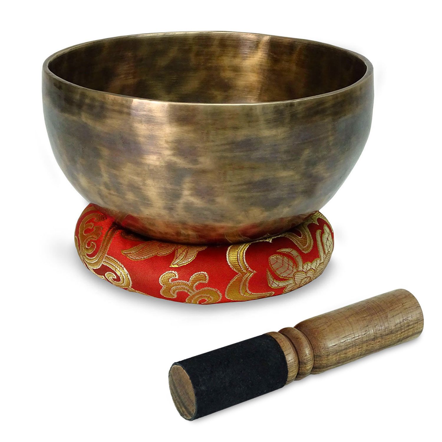 keepdrum Поющие чаши keepdrum Tibetische Bronze-Klangschale 15 cm,Bronze-Klangschale, Bronze-Klangschale mit Reiber und Kissen