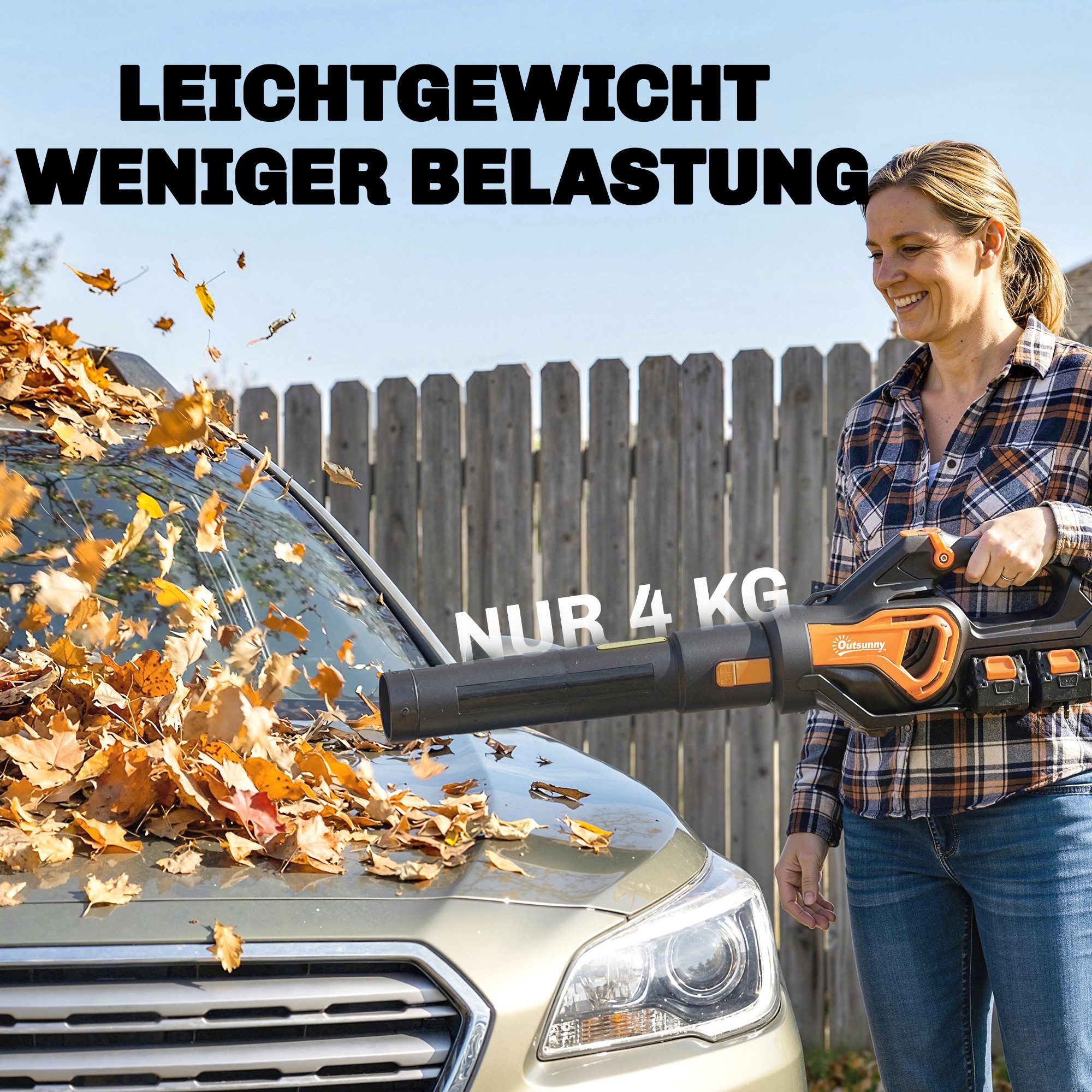 ibettertec Akku-Laubsauger 20V Kabellos Laubbläser mit 2x4.0Ah Akku & Ladegerät Turbo-Boost, (162,7 km/h Blasgeschwindigkeit)