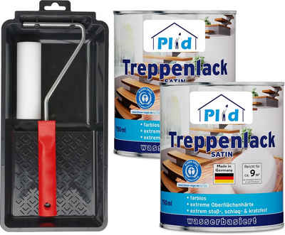 plid Treppen- und Parkettlack »Premium Treppenlack Treppensiegel Klarlack Holzsiegel Set«, Schnelltrocknend