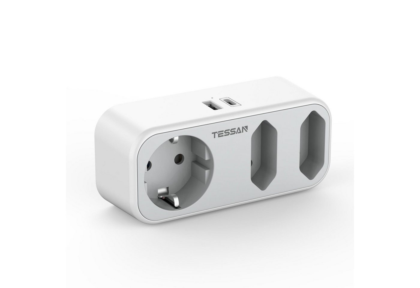 TESSAN 3fach Steckdosenadapter 3600W, Doppelstecker für Steckdose mit 2 USB Mehrfachsteckdose 3-fach (5 in 1 Mehrfachstecker, 2 USB Anschlüsse, Mehrfachstecker mit USB)